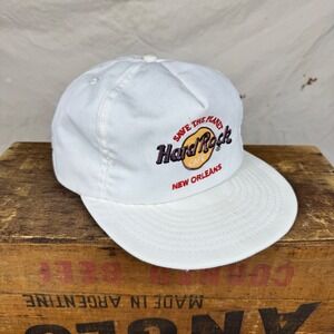 Vintage Hard Rock Cafe New Orleans Hat Men's OSFA White Made‎ USA 90s Cap
